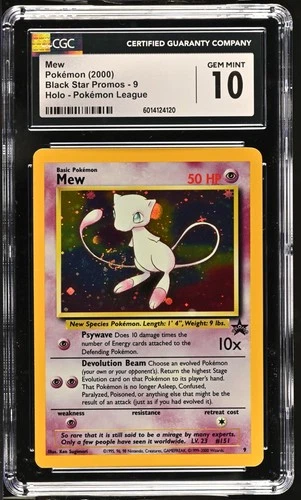 2000 MEW #9 WOTC Holo Black Star Promo BSP Pokemon League MINT CGC 10 Swirl!