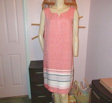 Talbots Linen Dress Size 10 Sleeveless Seaside Stripe Nautical Coastal NEW