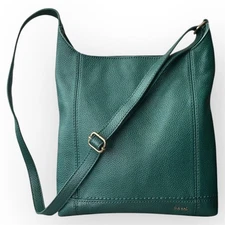 The Sak De Young Leather Crossbody Shoulder Bag Deep Pine Green Adjustable Strap