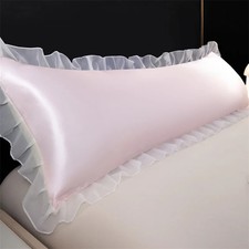 1pc Satin Silk Pillowcase with Ruffles 48x120/150/180cm Double Pillowcase Cover