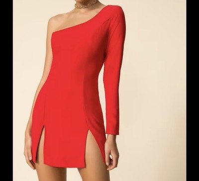 Superdown Vibrant Red One-Shoulder Dress Size Small NWT elegant