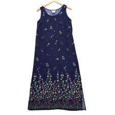 Vintage 90s R&K Original Maxi Dress Sz 8P Tie Back Floral Border Print Rayon