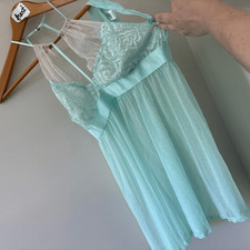 Seductivewear by Cinema XL Sheer Lace Lingerie Dress Set NWOT Pastel Turquoise