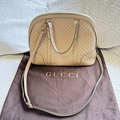 GUCCI Micro GG Lackleder 2-Wege Handtasche Schultertasche 309617 Beige...
