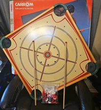 Vintage Carrom Game Board Table Model 100 Accessories & Instructions Complete