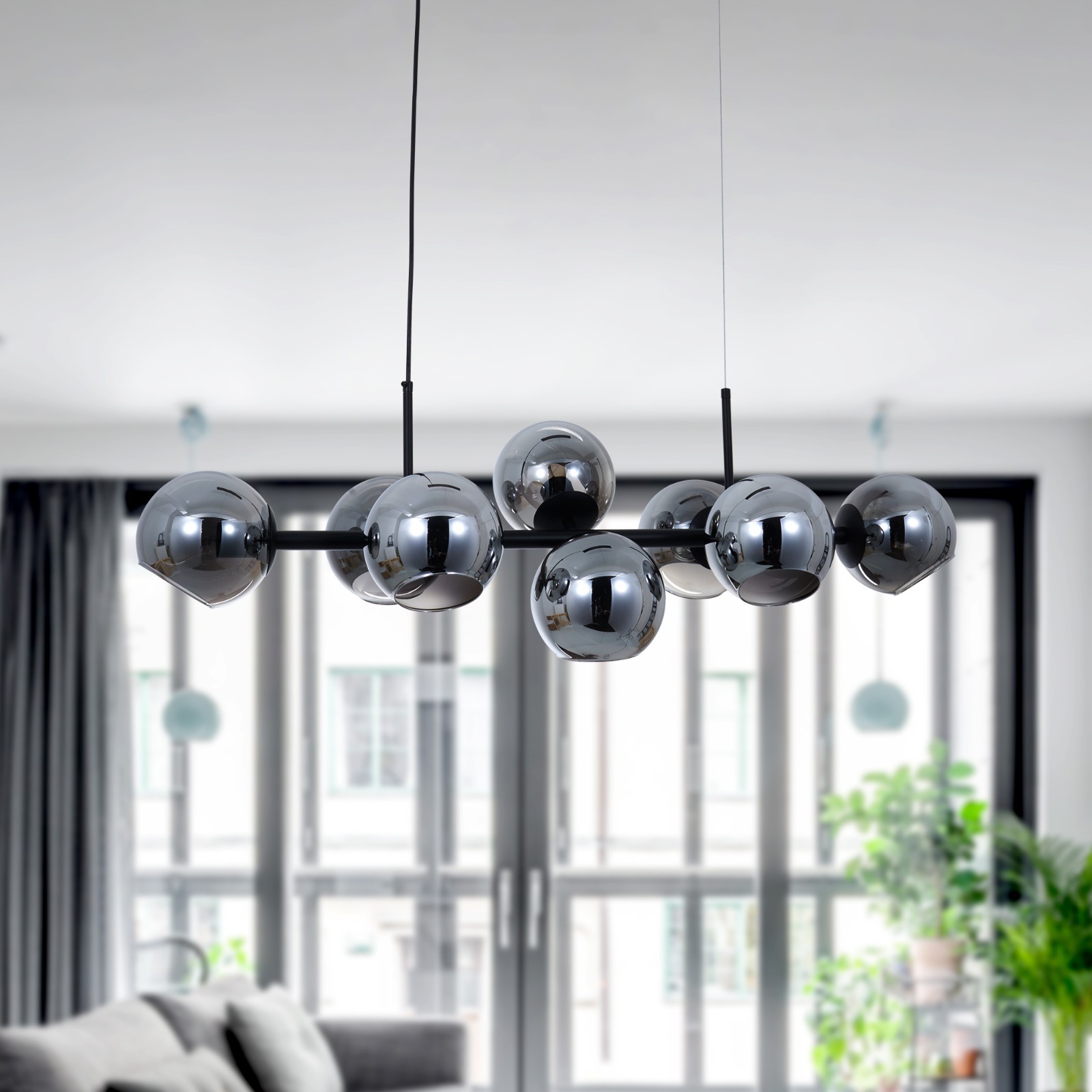 8-Head Molecular Glass Chandelier Adjustable Hanging Pendant Ceiling Light