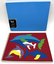 Vtg 1990 Lauri Crepe Foam Rubber Dolphins Red Blue Green Puzzle LR-2173