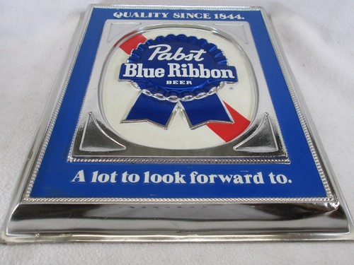 Vintage 1970's PBR Pabst Blue Ribbon Beer embossed plastic sign - Picture 2 of 10