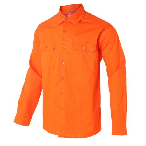 BigBEE Work Shirt Long Sleeve Vented Navy Khaki Orange Yellow Traditional - Picture 35 of 73