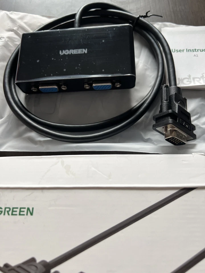 UGREEN VGA Male To 2 Female Video Slitter Cable 3 Ft Black 60Hz - Image 3 of 4