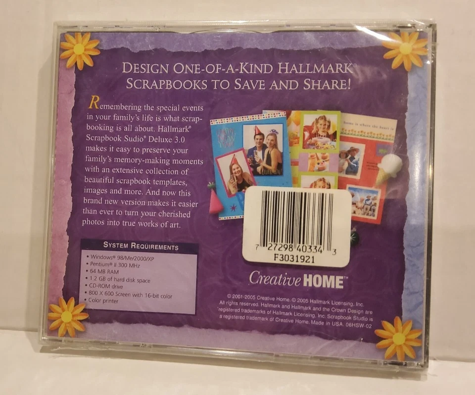 Hallmark (2-Disc PC, 2005) Scrapbook Studio Deluxe Version 3.0 Software - SEALED - Image 2 of 2