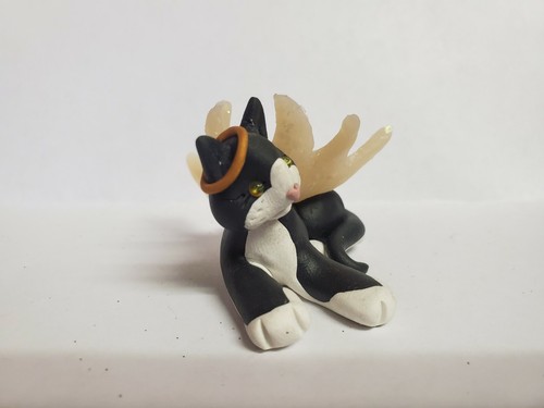 BLANCO Y NEGRO GATO Ángel Adorno de Navidad MONUMENTO A MASCOTAS Hecho a Mano - Imagen 5 de 5