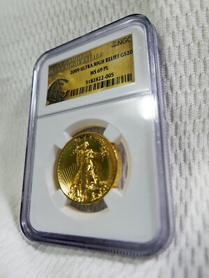 2009 $20 ULTRA HIGH RELIEF DOUBLE EAGLE GOLD COIN MS69 PL +