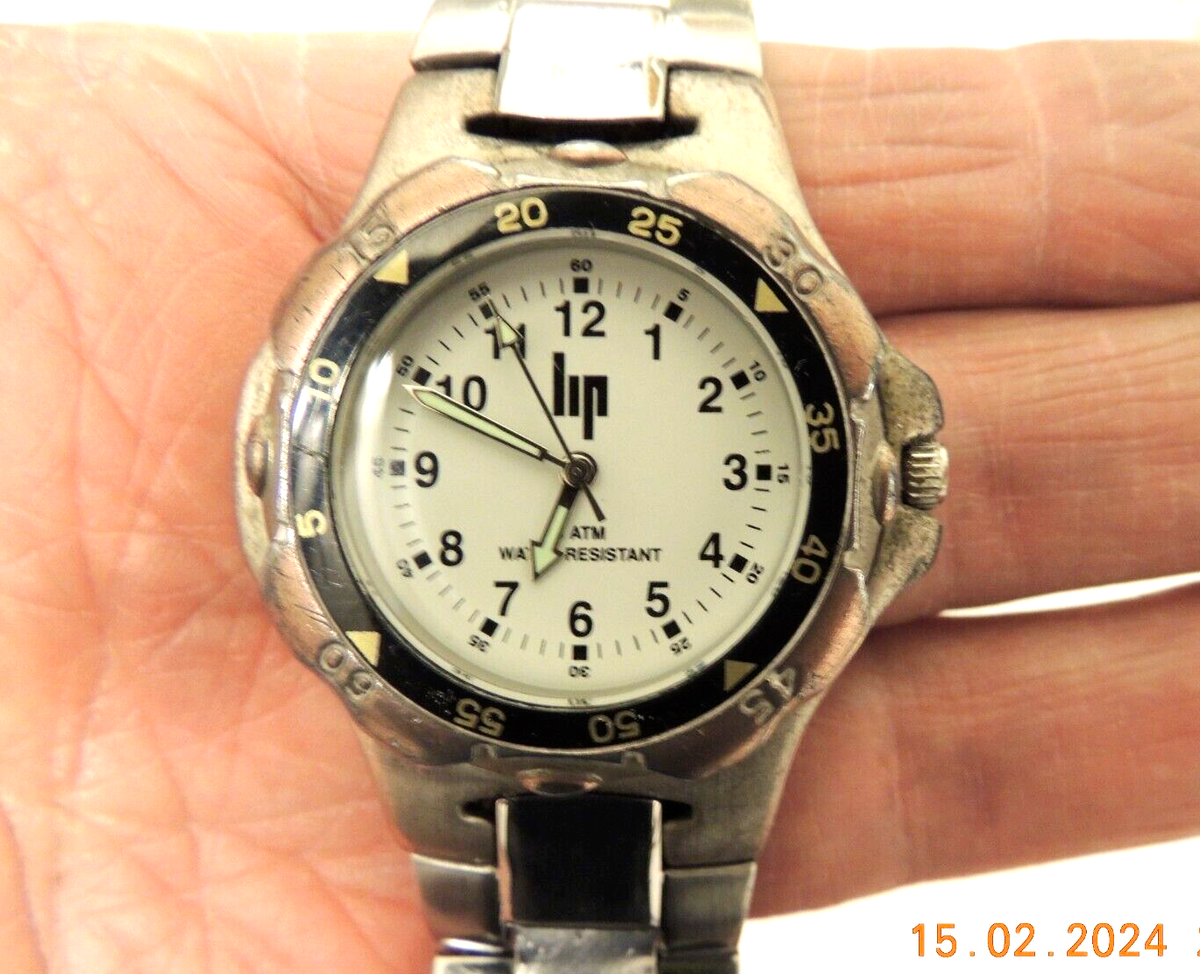 Montre LIP Vintage Quartz - Années 80, Pile Neuve, Fonctionne, Boîtier 40mm Argenté