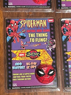 Vtg Marvel SPIDERMAN Lot BALZAC Catpro WEB SHOOTER WATER BALL NEW 2001 Rare NOS