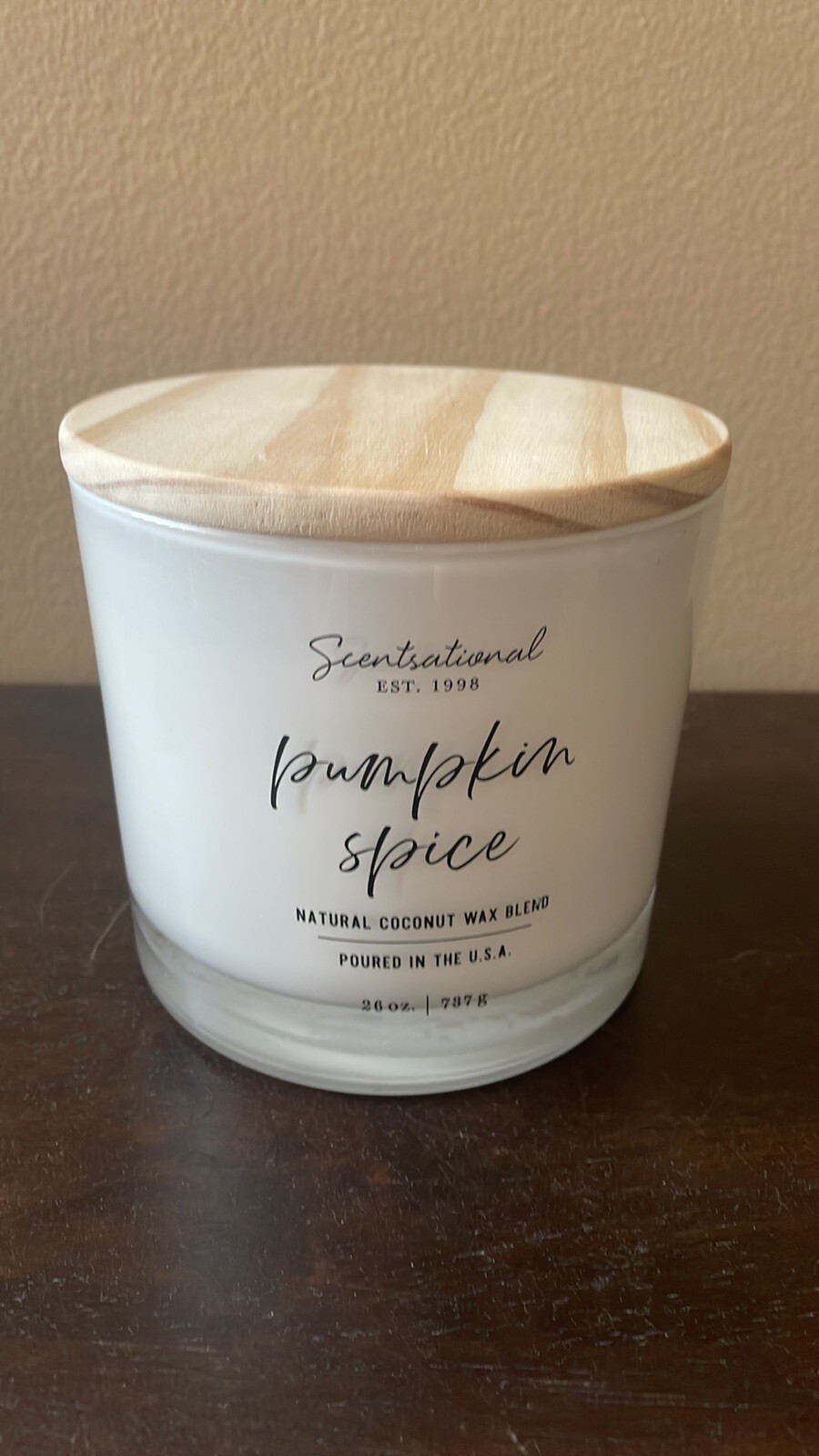 Scentsational Pumpkin Spice Candle Glass Jar 26oz 3 Wick Coconut Wax