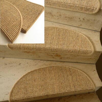Stufenmatte Sisal Bouclé fein Farbe 80 Kork Natur meliert Metallwinkel
