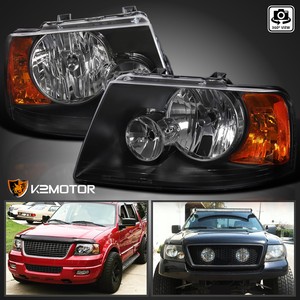 Fit 2003 2006 Ford Expedition Black Replacement Headlights Head Lamps Left Right Ebay