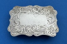 Vintage Old Western Diablo Sterling Silver Blank Monogram Plate Belt Buckle