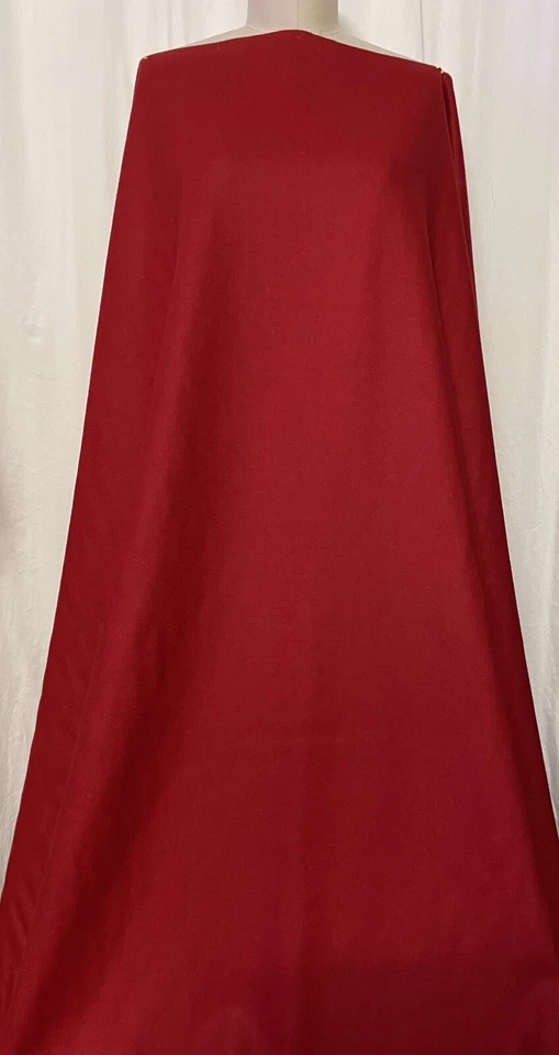 100% Wool Deep Red High Quality Vibrant Soft Flannel Fabric By The Yard 60" Wide - Image 2 of 4
