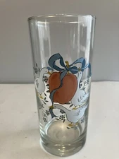 (1) MARMALADE INTL CHINA Blue Ribbon Geese & Fruit Vintage Clear Drinking Glass