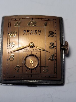 Vintage Gruen CURVEX GF Art Deco Salmon Face Unusual Unique Rose Gold and Base