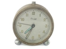 VINTAGE 1950s MID CENTURY REVOX 36 HOUR SWISS ALARM CLOCK WITH  METAL CASE