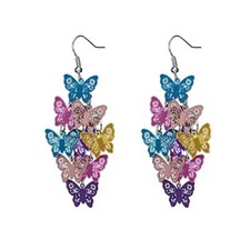 Nine Piece Butterfly Earrings Mix Color Bohemia Style Long Drop Dangle Colorful