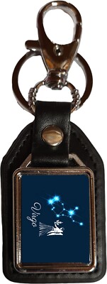 Schlüsselanhänger Jungfrau Sternzeichen Sternbild schwarz PU Leder quadratisch + Geschenktüte