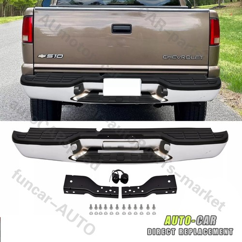 Black Rear Bumper Assembly For Chevy S10 & GMC Sonoma 1998-2004 (Fleetside)