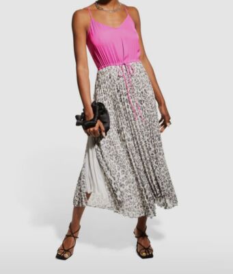$445 Loyd/Ford Women's Pink Saba Two-Tone Asymmetric Slip Dress Size XL