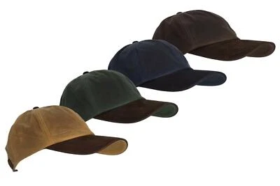 WALKER AND HAWKES Walker & Hawkes - Wax Stallington Baseball Cap Waxed Cotton Suede Leather Peak
