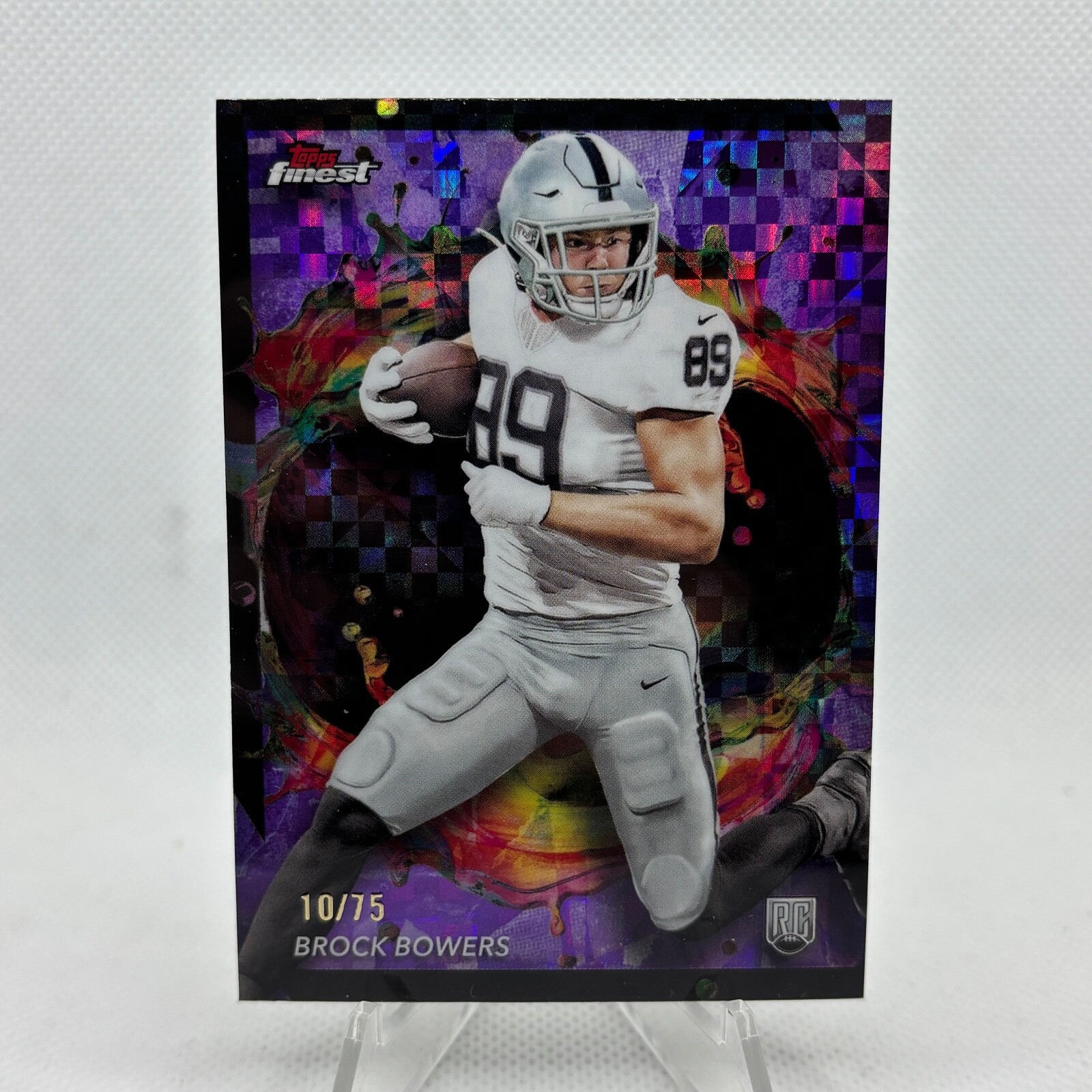 Brock Bowers 2024 TOPPS FINEST Refractor RARE PURPLE CHECKER BOARD #282 /75