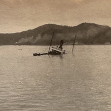 Vintage Snapshot Photograph Japanese Freighter Ship Sunk Inland Sea May 1925
