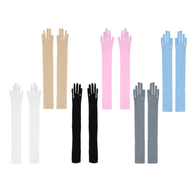 US Womens Transparent  Pantyhose Gloves Long Full Finger Mittens Party Accessory