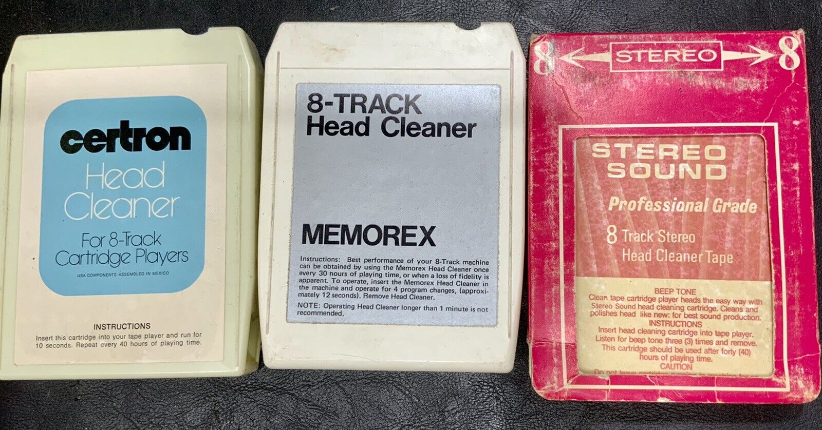 Vintage 8 TRACK TAPE LOT of 3 head cleaners certron memorex Deed