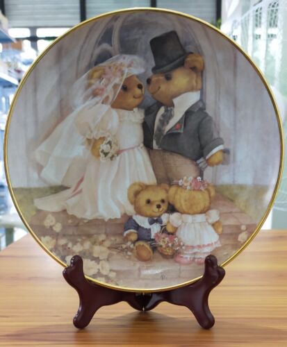 Teddy Bear "Just Married" Deco Decorative Plate by Patricia Brooks Portugal - Picture 1 of 2