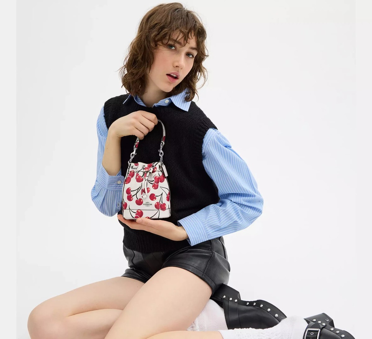 【Coach】 Mini Bucket Bag With Cherry Print ◆国内発送◆ NWT Coach Mini Bucket Bag With Cherry Print 🍒 | eBay