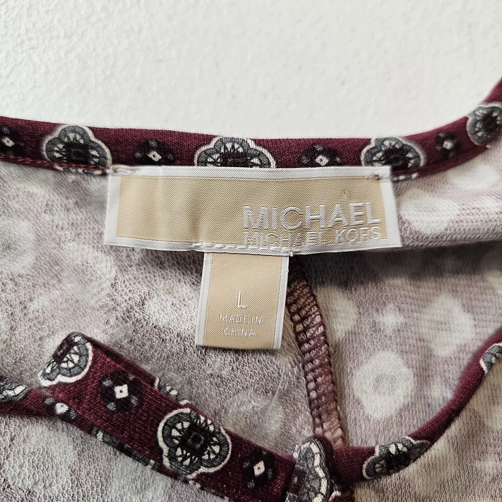 Abito estivo donna Michael Michael Kors Merlot vita liscia marrone grande nuovo con etichette