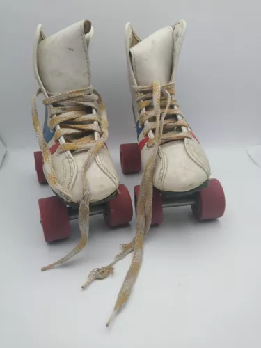 Vtg Sz 13 Childs 1960-70's Fireball Official Roller Derby Skates Red/White/Blue 