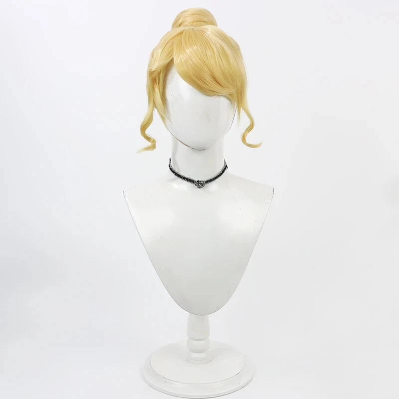 Peluca Cosplay Cenicienta para Mujeres Adultas Pelucas de Princesa Rubia con Bollos Pelo Alto Foto 2 de 4