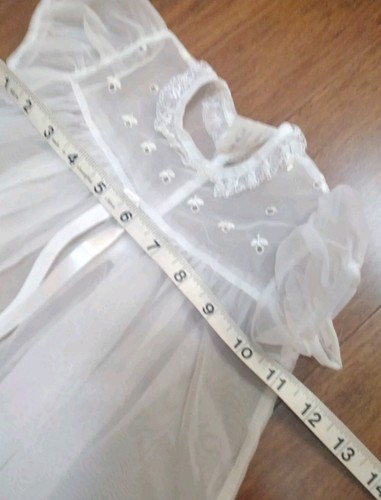 Vintage Madonna by Haddad Christening Baptismal gown sheer embroidered floral - Picture 10 of 12