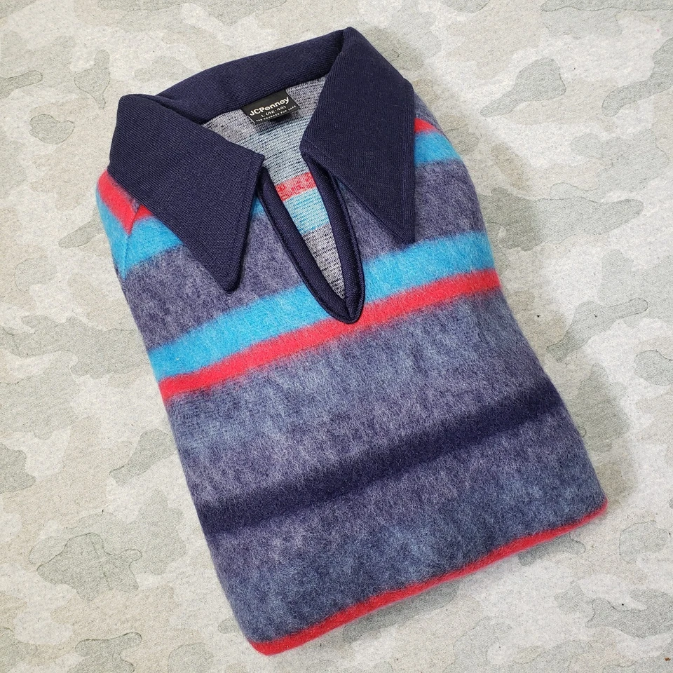 Vintage J.C. Penny Shirt Mens Large 42-44 Blue Striped Long Sleeve Super Soft - Image 2 of 4