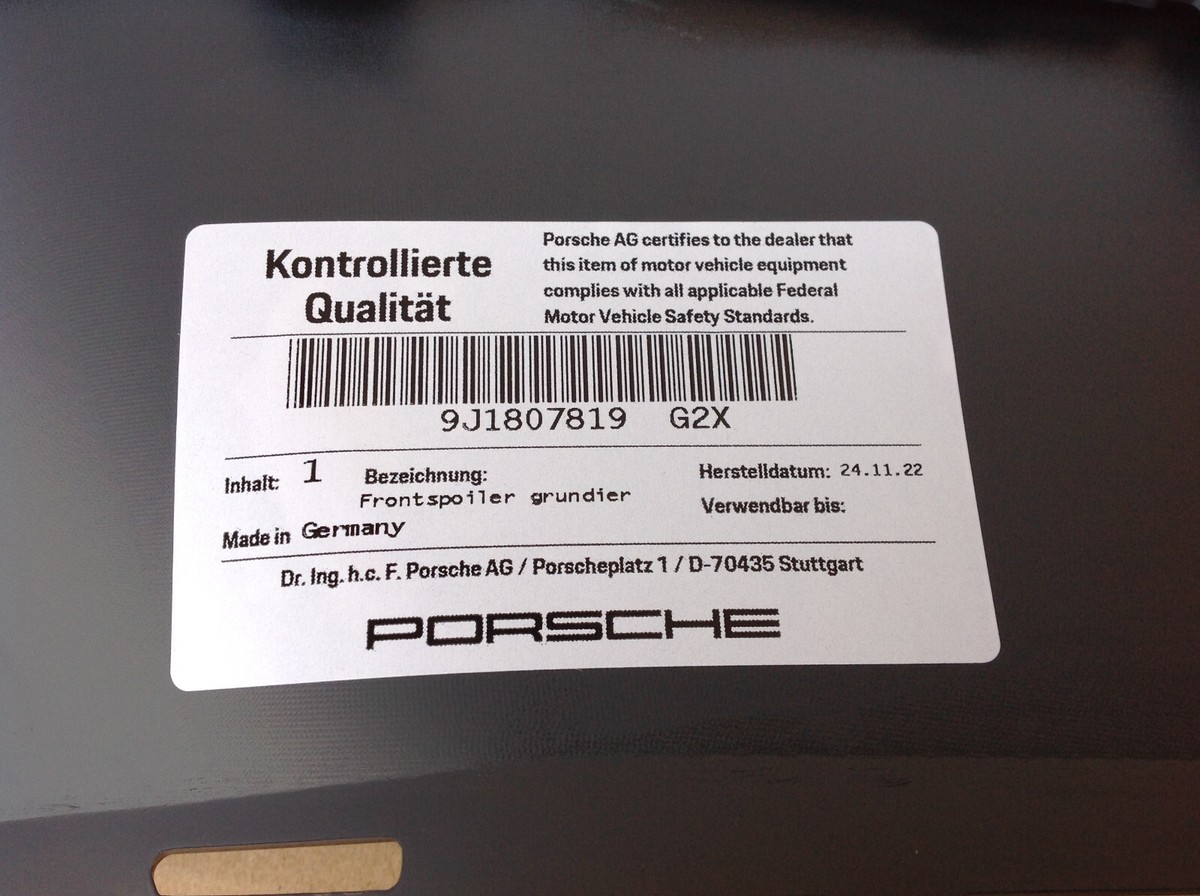 NEW PORSCHE TAYCAN FRONT LEFT BUMPER LOWER MOULDING INSERT COVER  