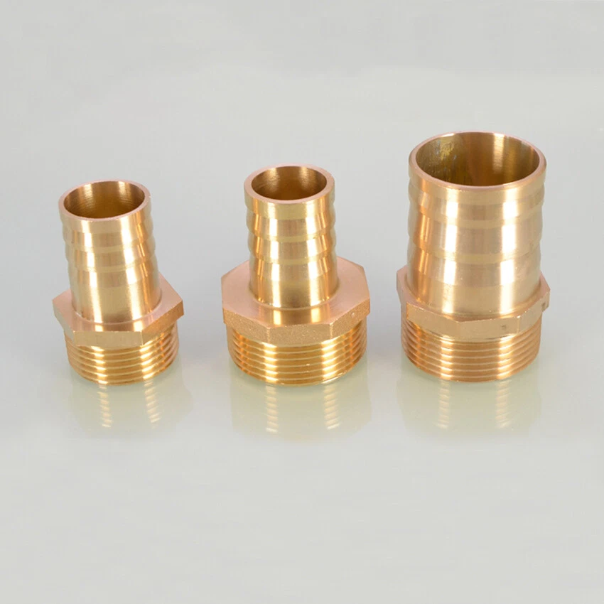 Brass 1/2" to 2" Male Threaded Adapter Tube Hose Nozzle Barb Connectors Fittings - Image 2 of 3