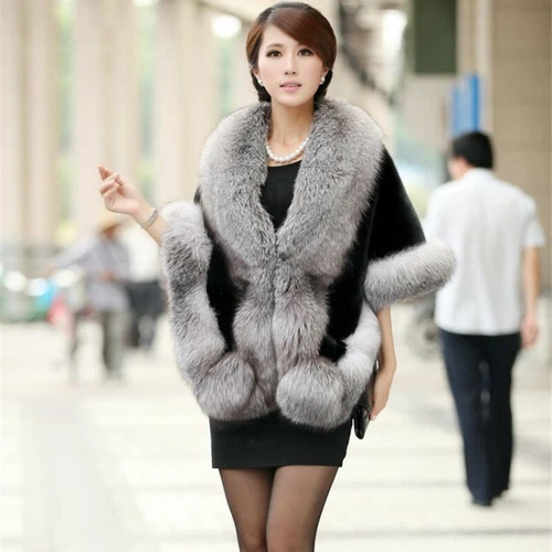 Faux Fur Long Shawl Stole Wrap Fluffy Scarf Cape Coat Warm Bridal Wedding Winter - Picture 20 of 20