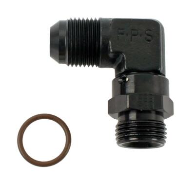 499210-BL Fragola -10 AN Male To 10 AN O-Ring 90 Degree Cut Radius Fitting Black