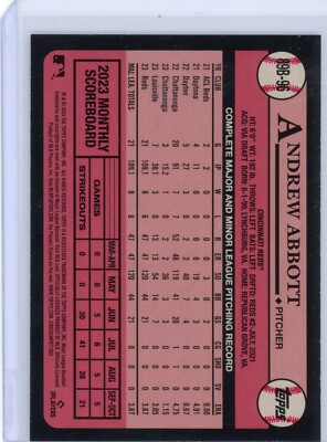 2024 Topps Andrew Abbot Gold Cup Rookie RC 1989 Retro - Cincinnati