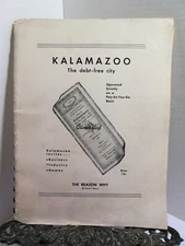 1939 KALAMAZOO THE DEBT FREE CITY Upjohn Fetzer Paper Mills Shakespeare Fishing
