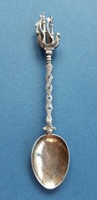 Antico Cucchiaino da Collezione Raro Argentato con Veliero 3D marcato HH 
